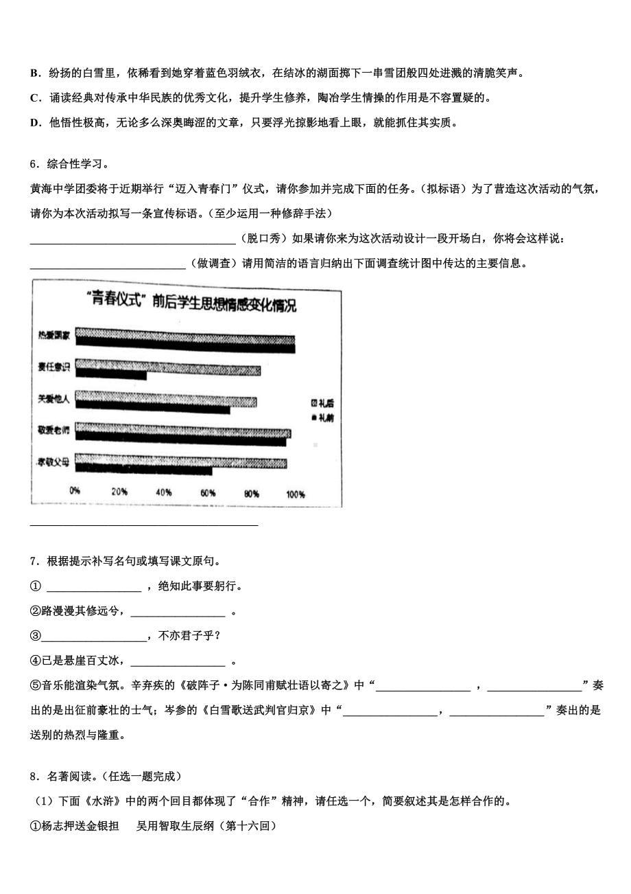 2023-2024学年江苏省如东县重点中学中考语文对点突破模拟试卷含解析.doc_第2页