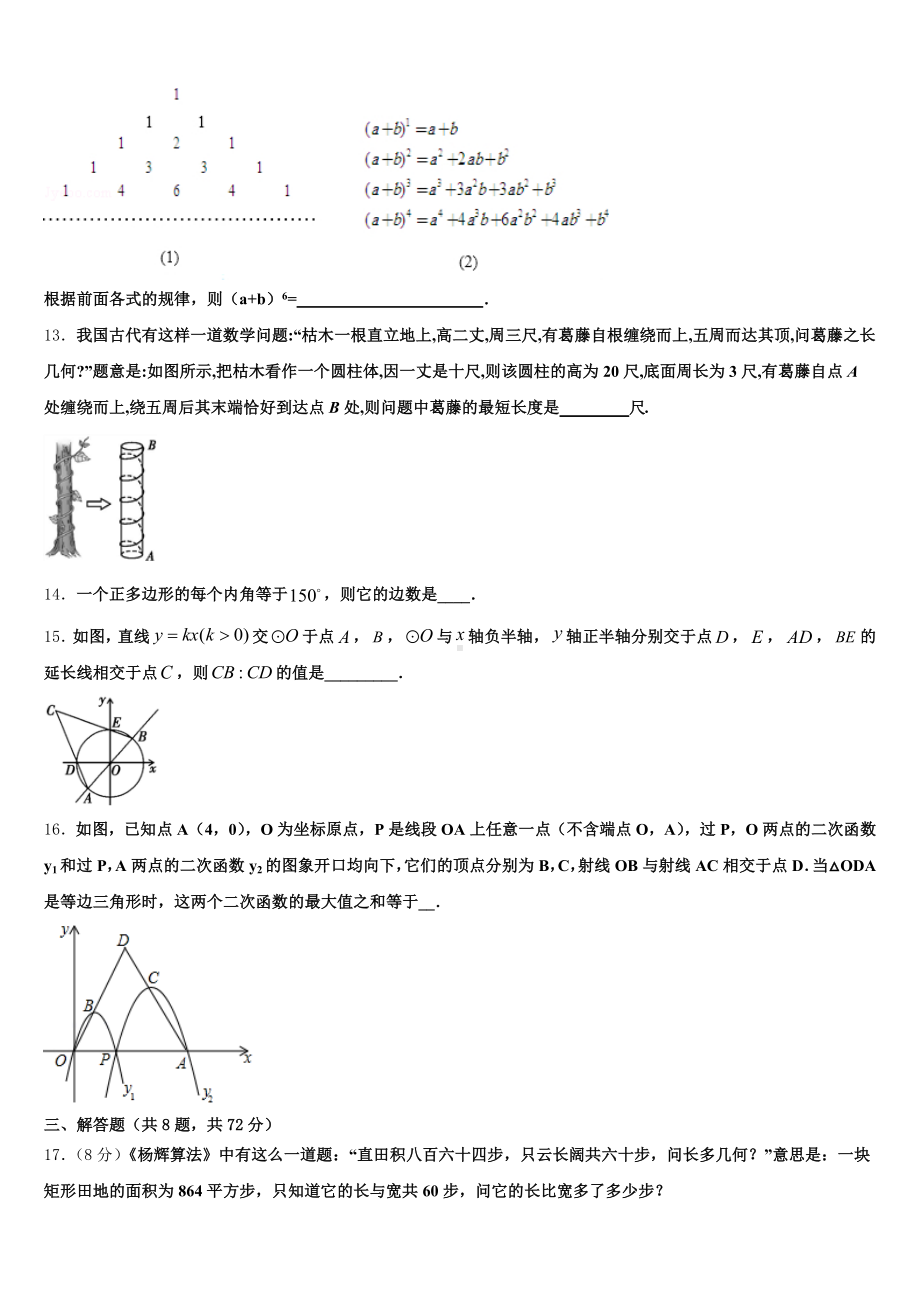 2024-2025学年湖北省广水市重点达标名校初三下学期第一次模拟数学试题含解析.doc_第3页