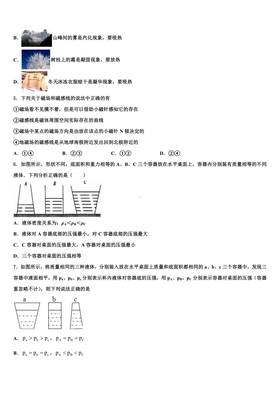 2024届安徽省合肥市蜀山区中考猜题物理试卷含解析.doc_第2页