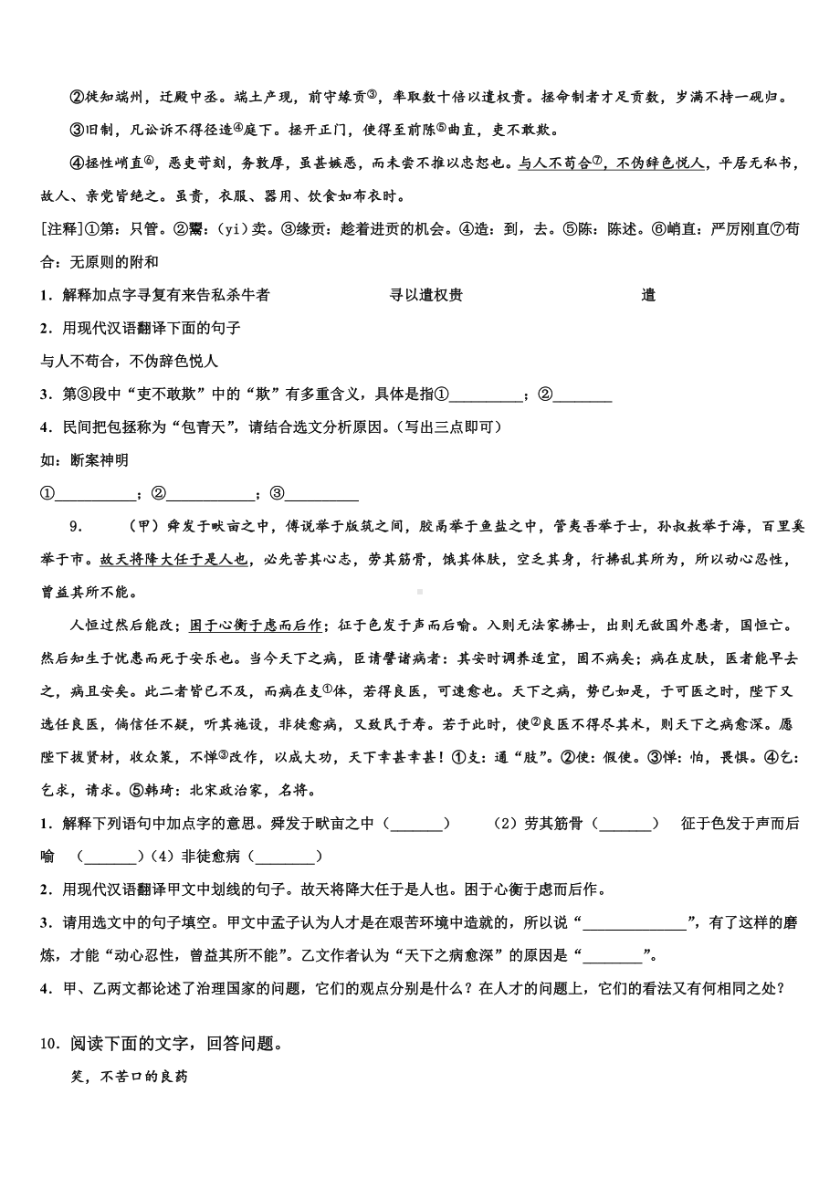 2024届山东省潍坊市寒亭中考一模语文试题含解析.doc_第3页