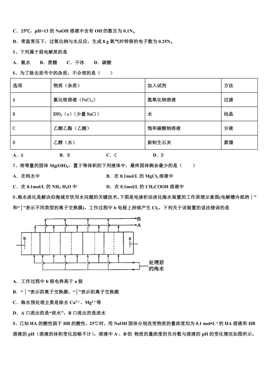 2022-2023学年山西省怀仁一中高三下学期第六次检测化学试卷含解析.doc_第2页