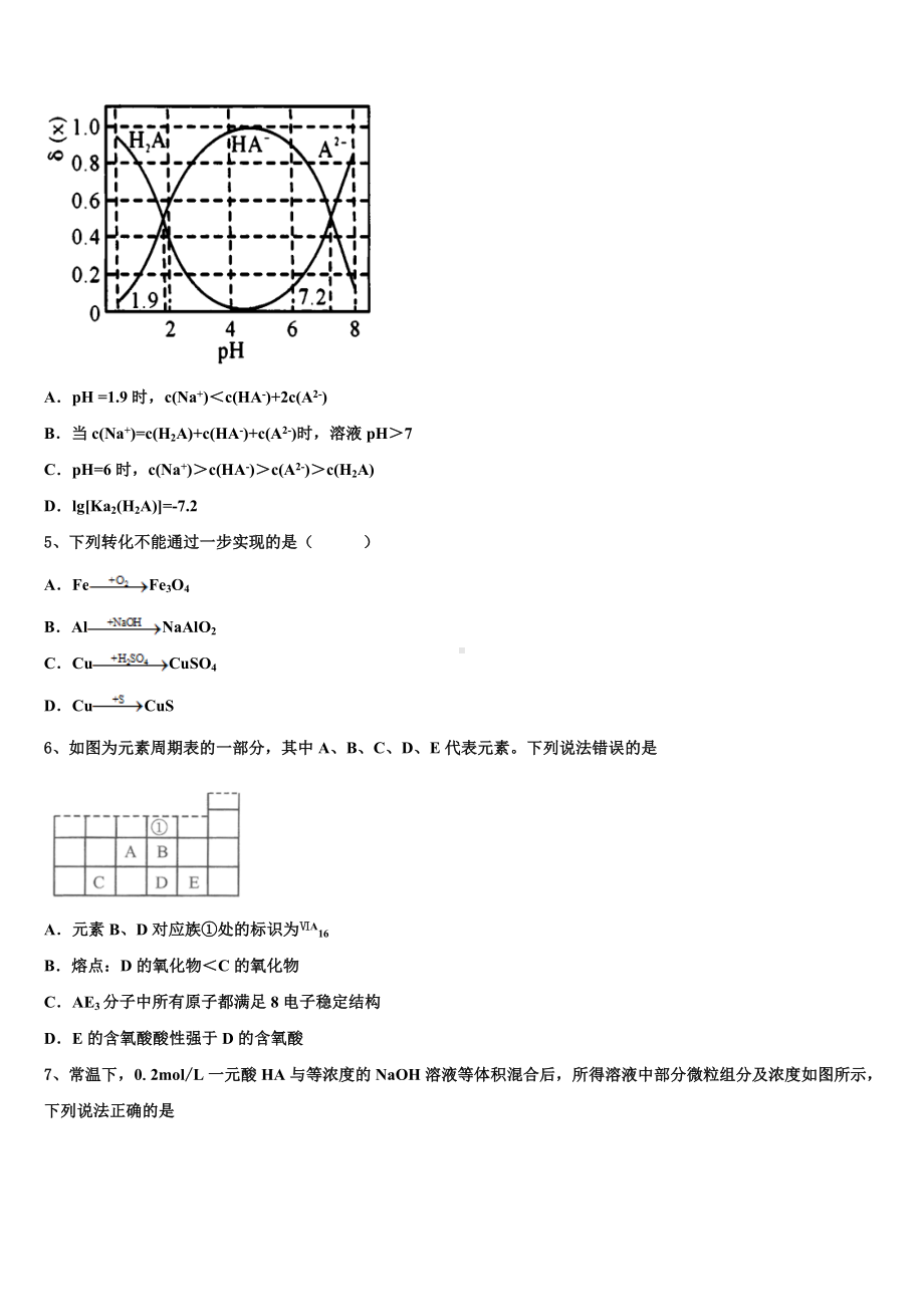 2022-2023学年内蒙古呼和浩特市高三下第一次测试化学试题含解析.doc_第2页