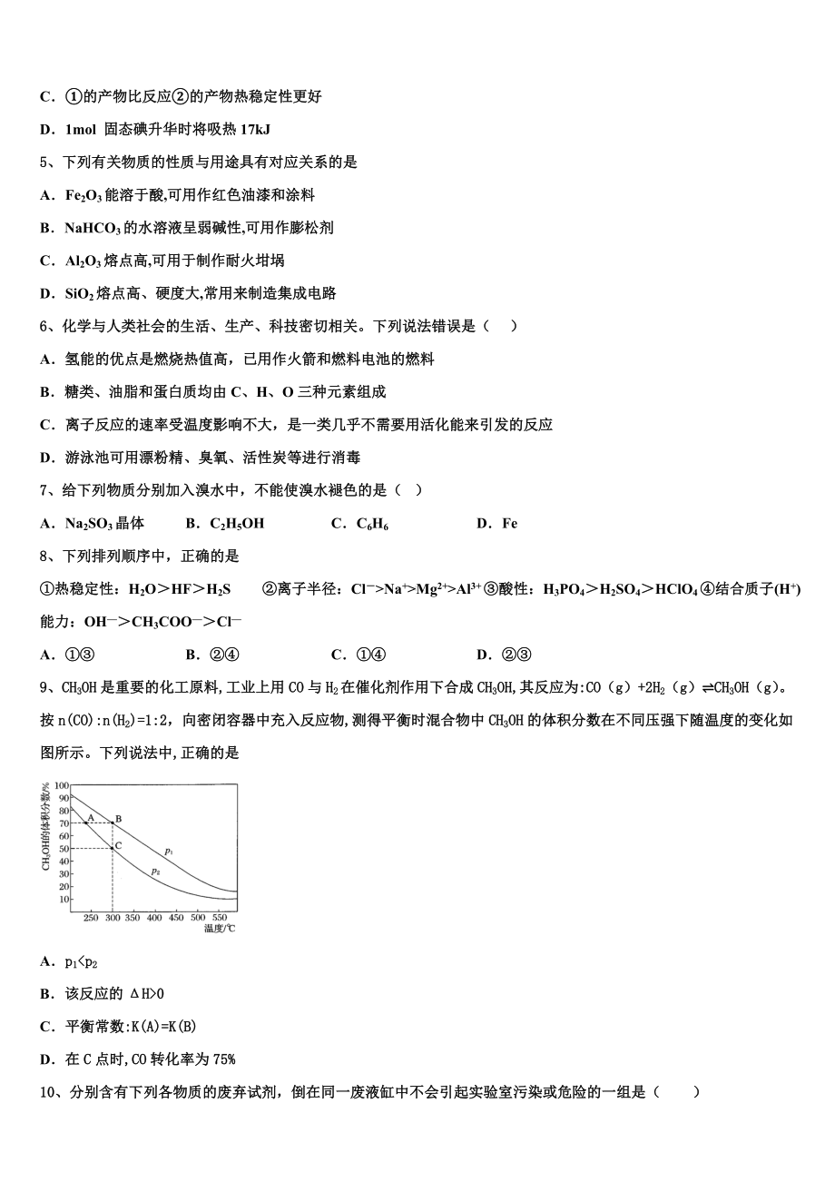 江西省上饶市玉山县樟村中学2023年高考冲刺押题(最后一卷)化学试卷含解析.doc_第2页