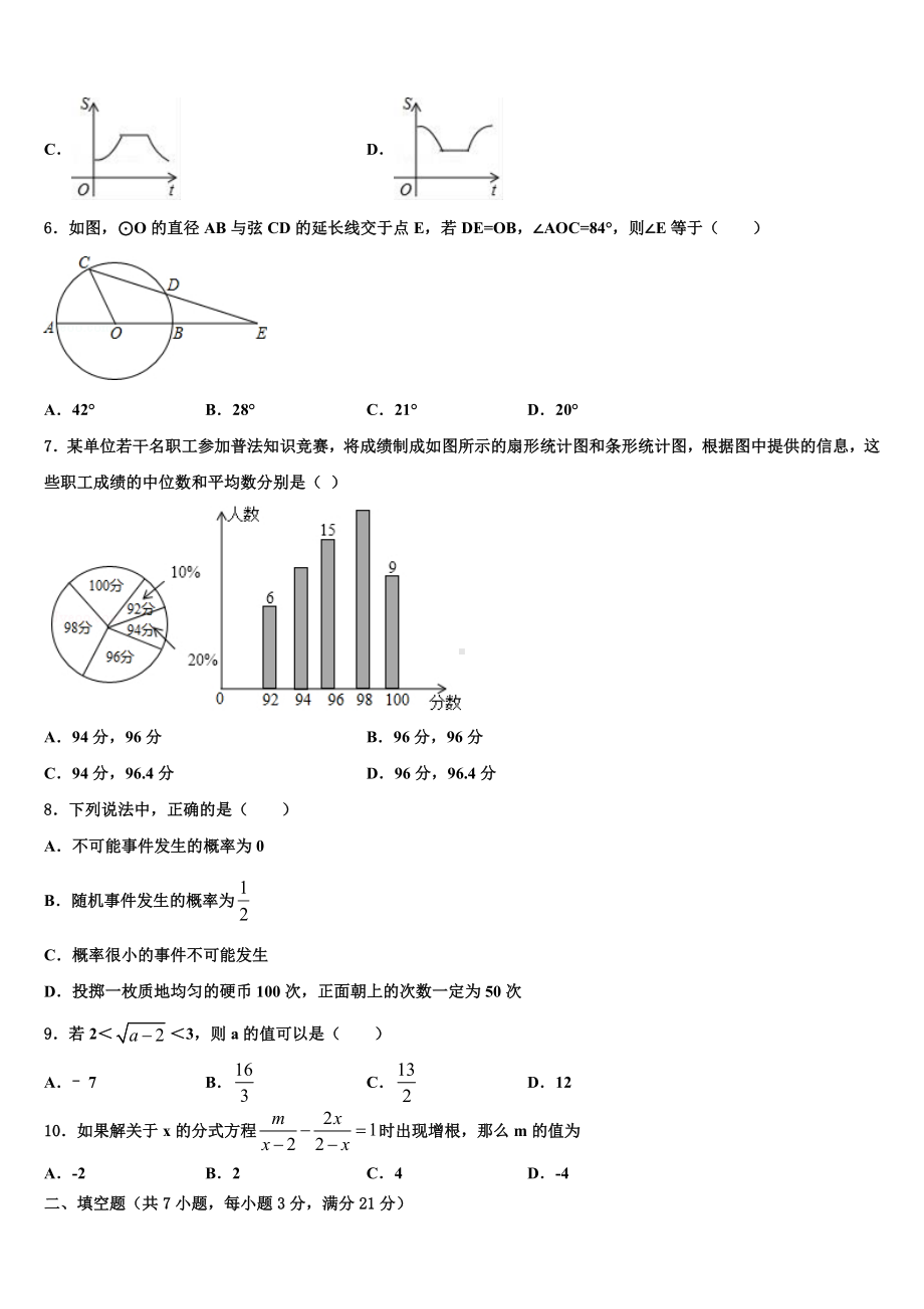 2024届宁波市江北区重点中学毕业升学考试模拟卷数学卷含解析.doc_第2页