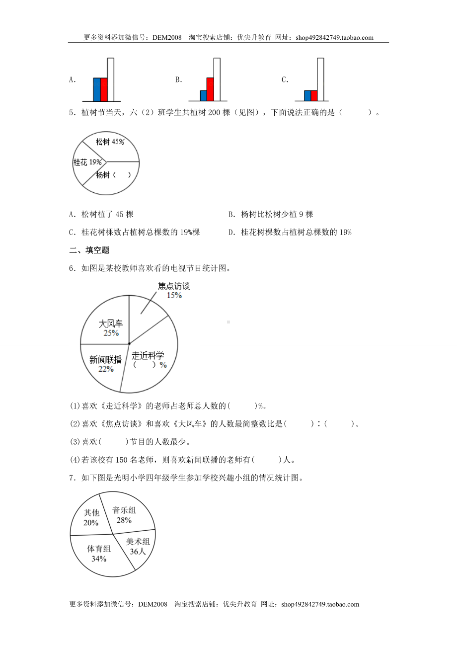 (分层作业)7.1 扇形统计图的特点和绘制（同步练习） 六年级上册数学同步课时练 （人教版含答案）.docx_第2页