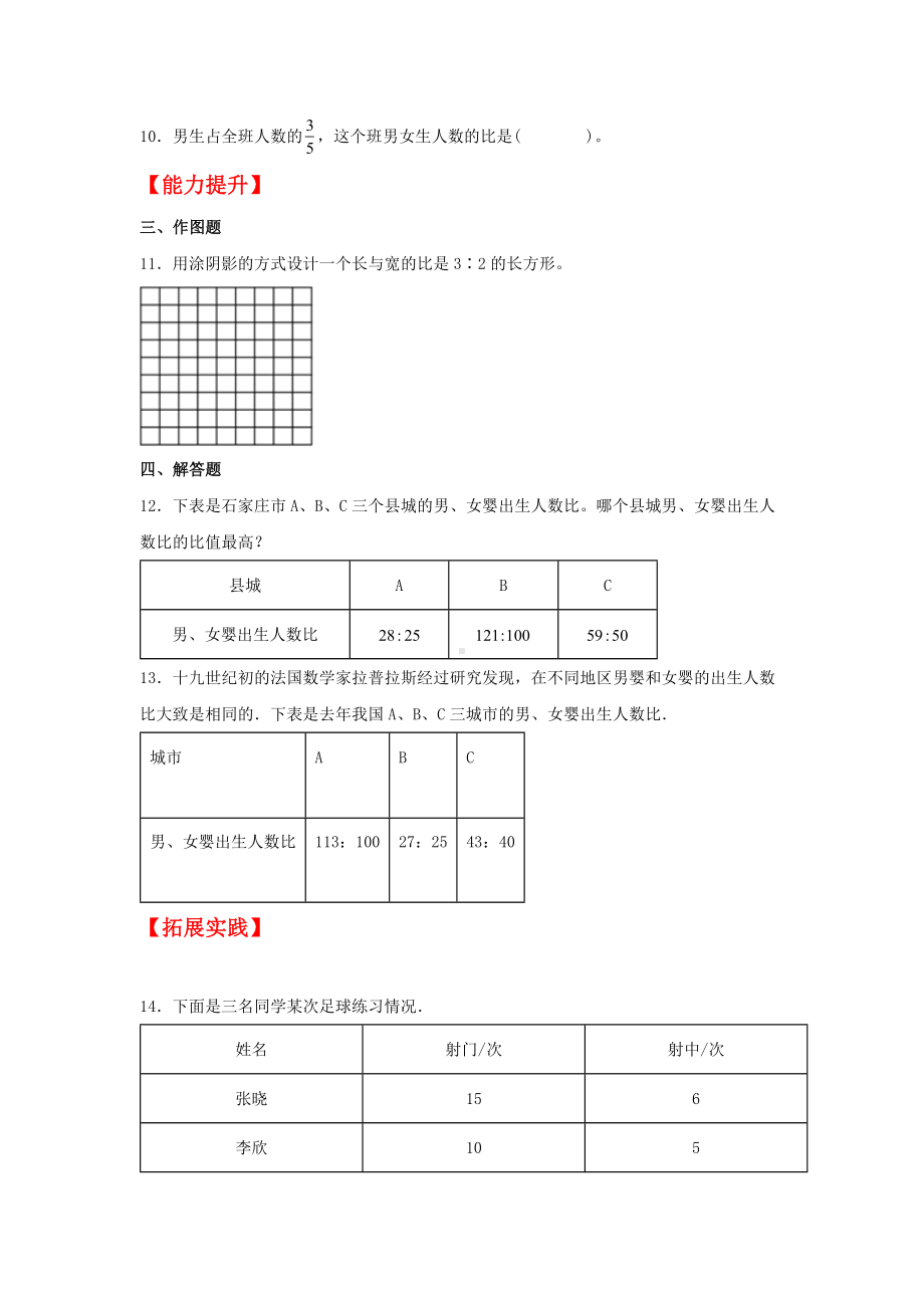 (分层作业)4.1 比的意义（同步练习） 六年级上册数学同步课时练 （人教版含答案）.docx_第2页