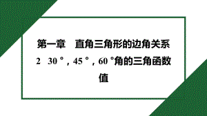 1.2 30 °45 °60 °角的三角函数值 预习导学 课件2024-2025学年度北师大版数学九年级下册.pptx