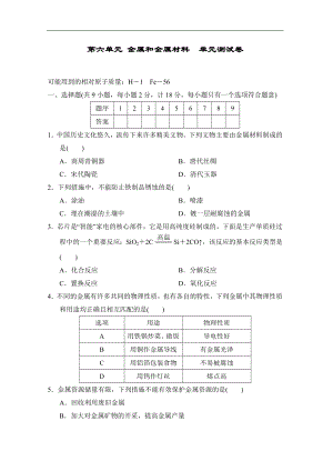 第六单元 金属和金属材料单元测试卷 科粤版（2024）化学九年级下册.doc