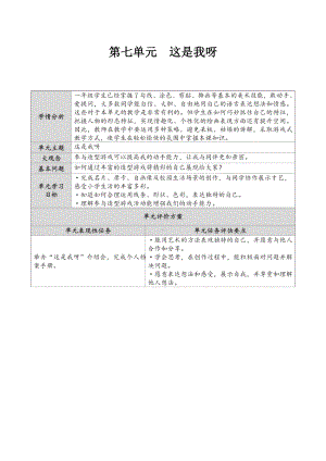 2024新苏少版一年级上册《美术》第七单元 这是我呀教案（表格式）.docx