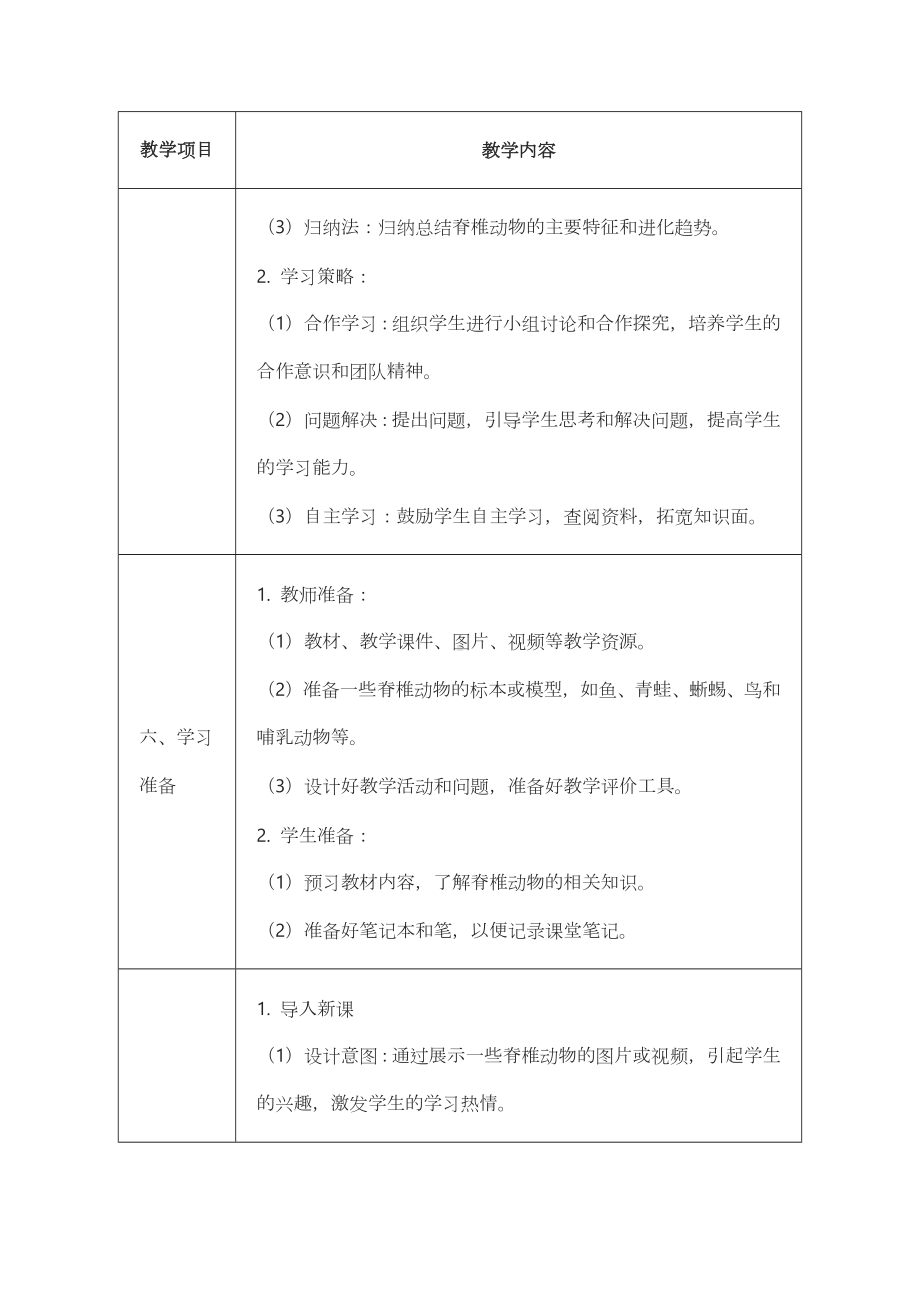 2.1.4脊椎动物 教案 -2024新冀少版七年级上册《生物》.docx_第3页