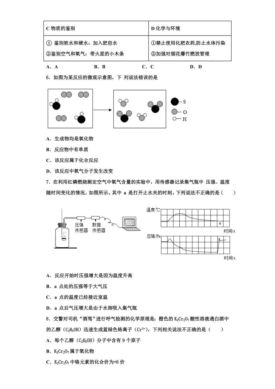 2024届广东省揭阳市空港区九年级化学第一学期期中综合测试试题含解析.doc_第2页