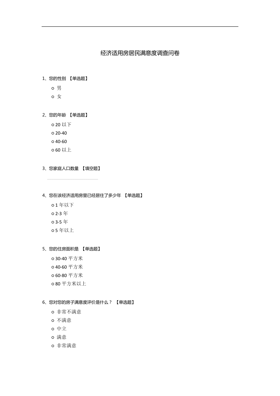 经济适用房居民满意度调查问卷.docx_第1页