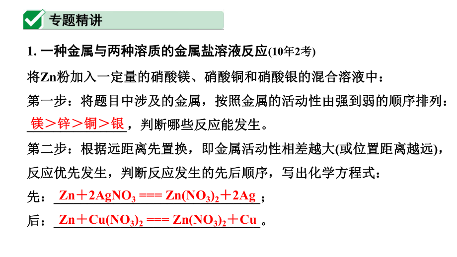 2024宁夏中考化学二轮重点专题突破 微专题 金属与盐溶液反应后滤液、滤渣成分的判断（课件）.ppt_第2页