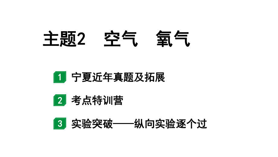 2024宁夏中考化学二轮重点专题突破 主题2　空气　氧气（课件）.pptx_第1页