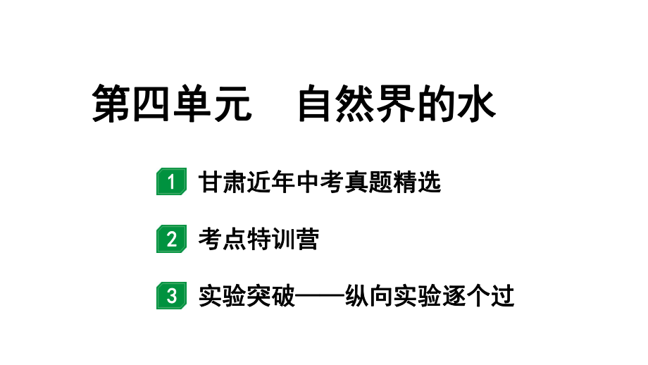 2024甘肃中考化学一轮复习之中考考点研究 第四单元 自然界的水（课件）.pptx_第1页