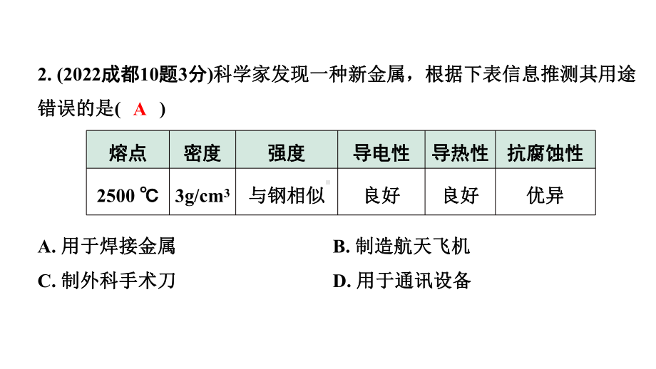 2024成都中考化学题型研究 第八单元 金属和金属材料（课件）.pptx_第3页