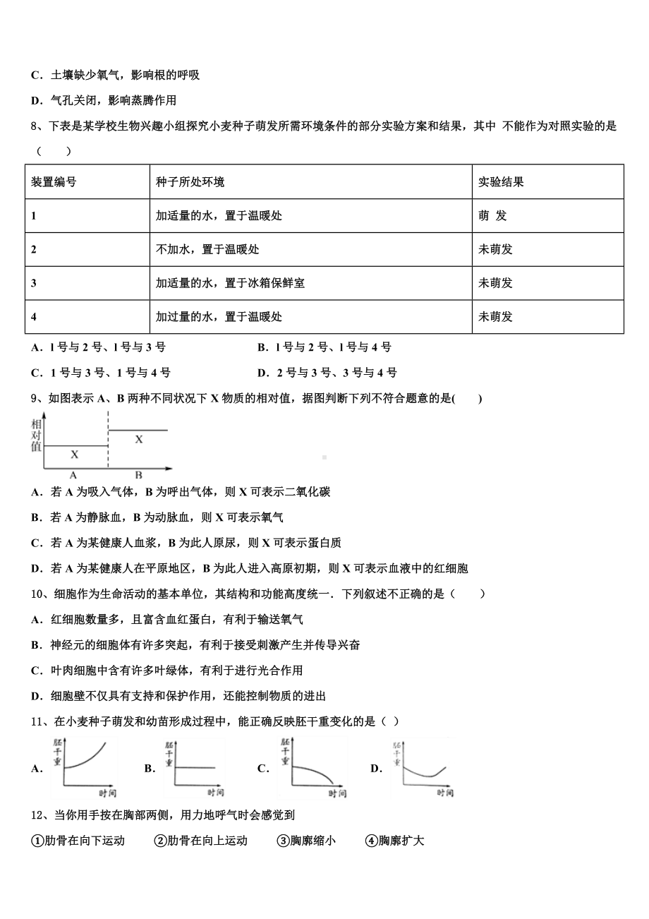 河南省南阳南召县联考2022-2023学年中考生物最后冲刺模拟试卷含解析.doc_第2页