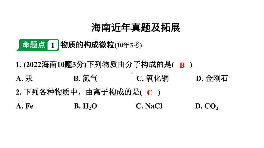 2024海南中考化学一轮复习 中考考点研究 第三单元 物质构成的奥秘（课件）.pptx_第2页