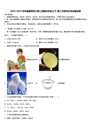 2024-2025学年福建师范大第二附属中学初三下-第二次联考化学试题试卷含解析.doc