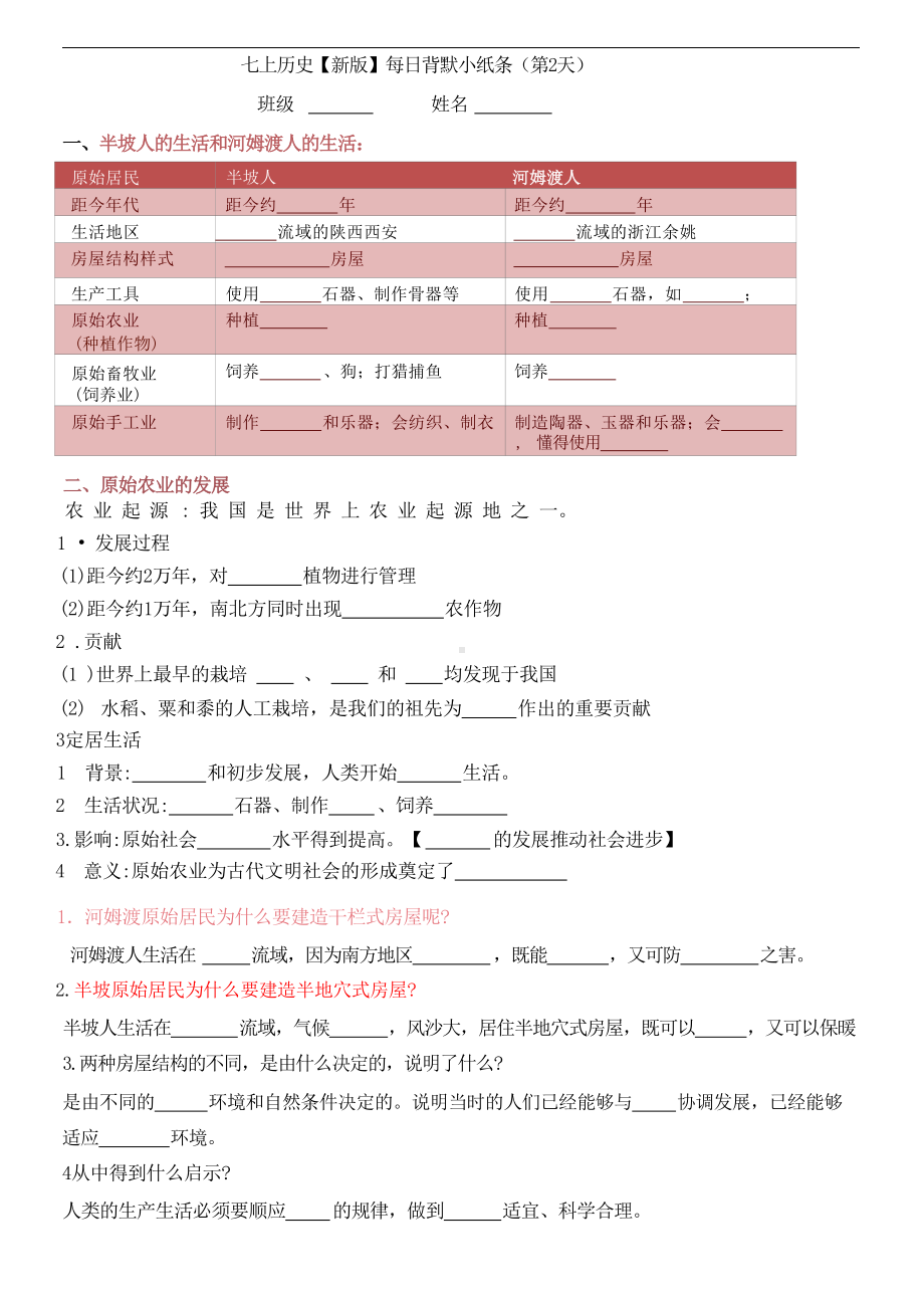 （2024新部编）统编版七年级上册《历史》知识点期末每日默写小纸条21天.docx_第2页