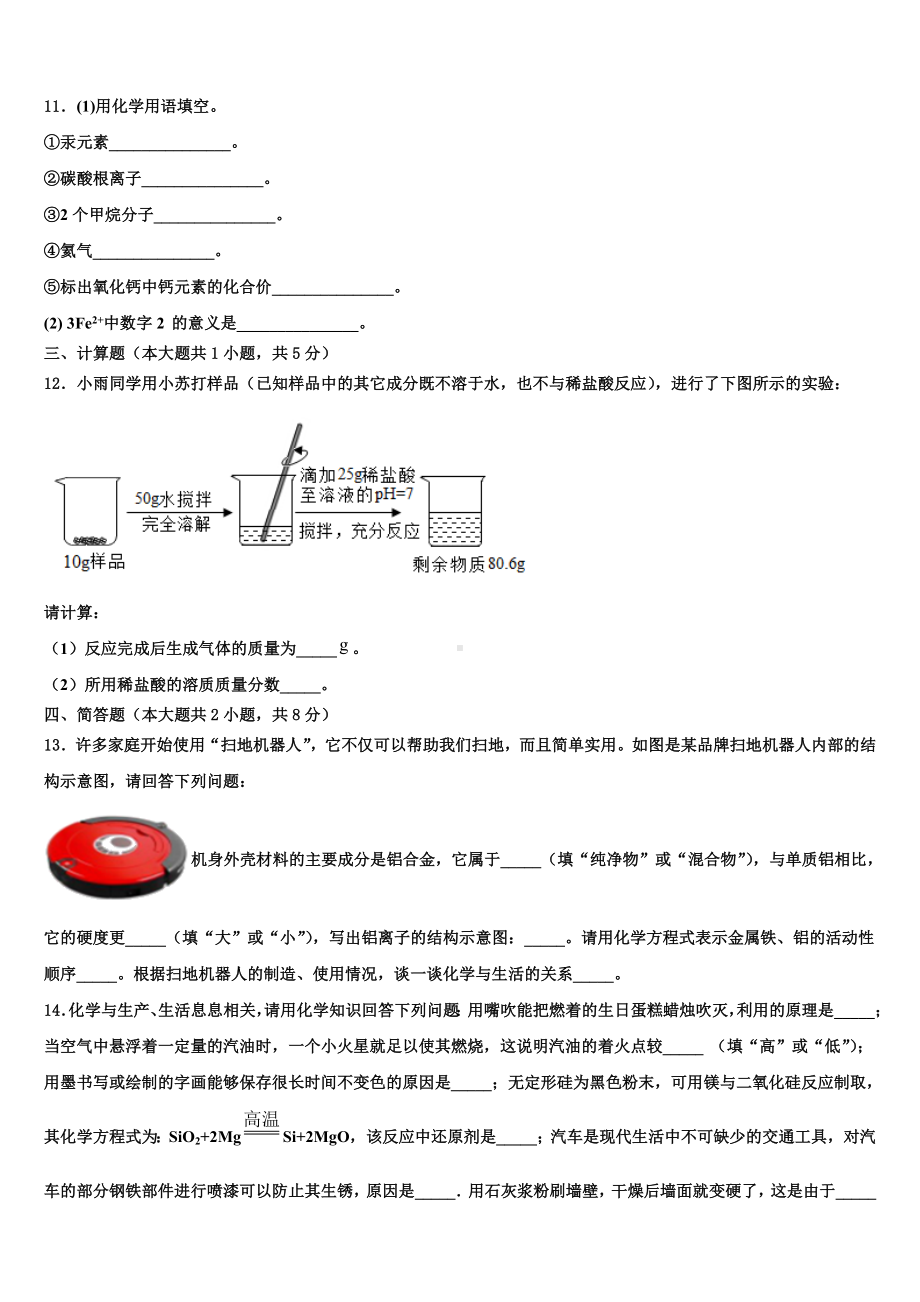 2024届江苏省泰兴市西城中学中考化学押题试卷含解析.doc_第3页