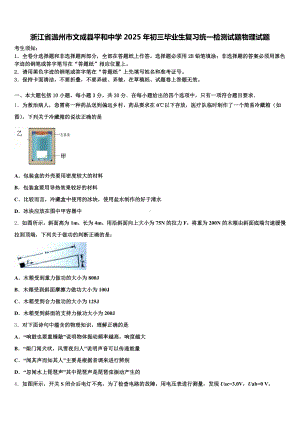 浙江省温州市文成县平和中学2025年初三毕业生复习统一检测试题物理试题含解析.doc