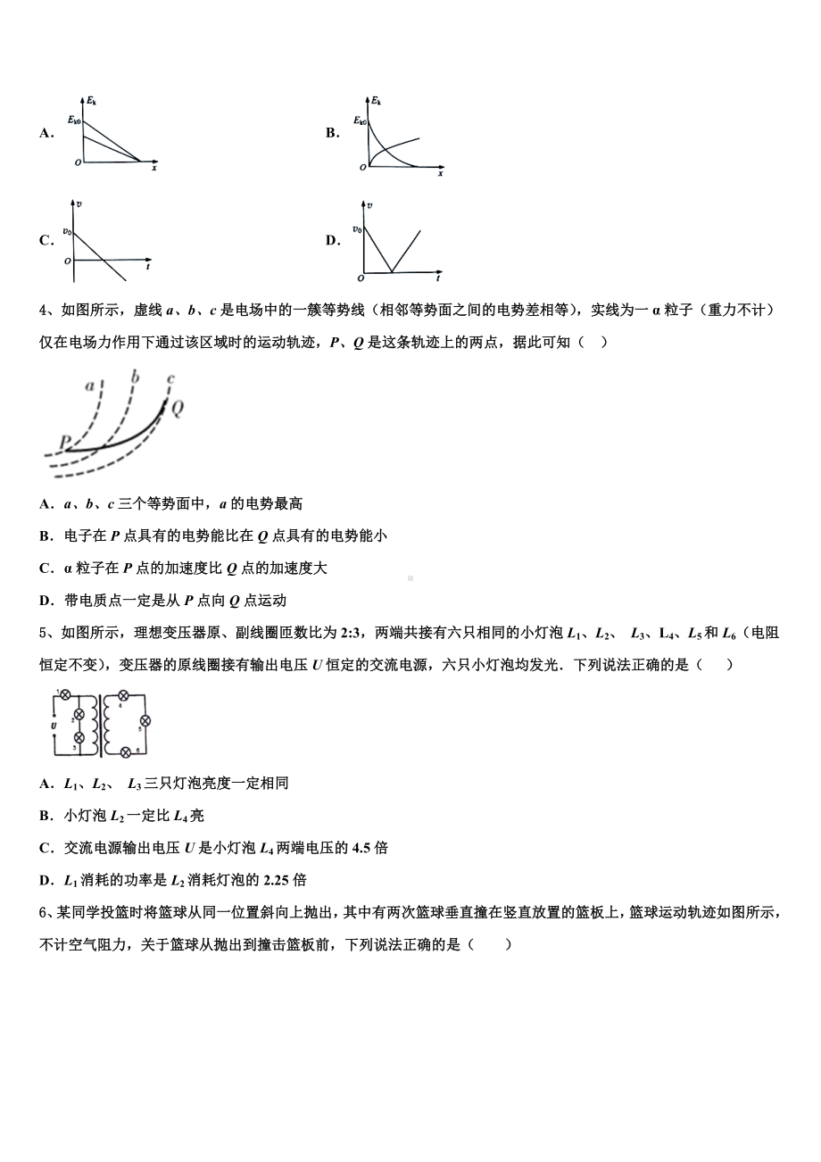 2024届山东省菏泽市单县第五中学高考物理全真模拟密押卷含解析.doc_第2页