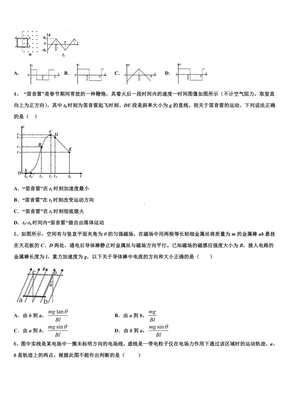 2023-2024学年河南省新野县第一中学高考适应性考试物理试卷含解析.doc_第2页