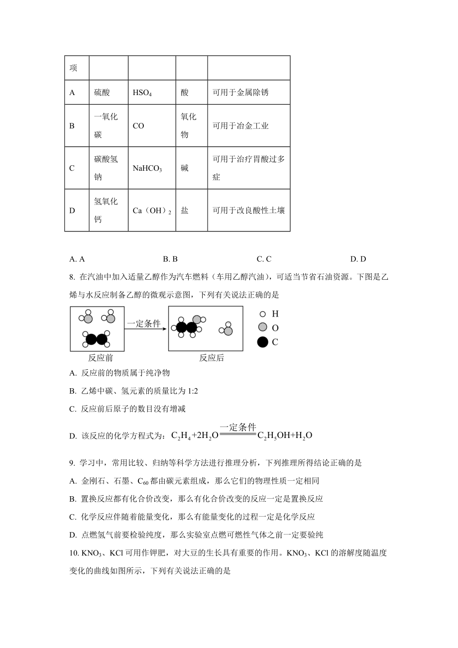 2024年四川省广安市中考化学真题（原卷版）.docx_第3页