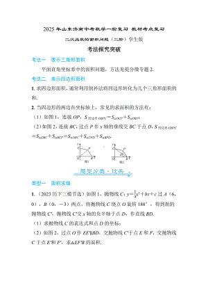 2025年山东济南中考数学一轮复习 教材考点复习 ——二次函数的面积问题（二阶）.docx