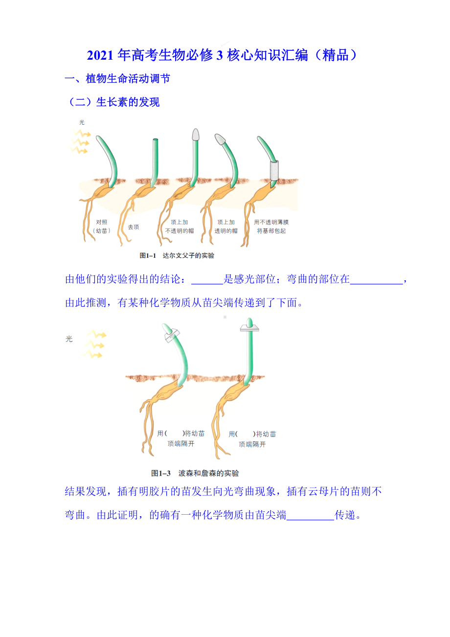 2024年高考生物必修3核心知识汇编（精品）.doc_第1页