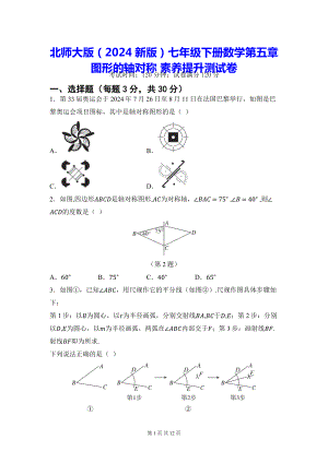 北师大版（2024新版）七年级下册数学第五章 图形的轴对称 素养提升测试卷（含答案）.docx