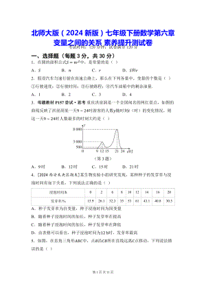 北师大版（2024新版）七年级下册数学第六章 变量之间的关系 素养提升测试卷（含答案）.docx