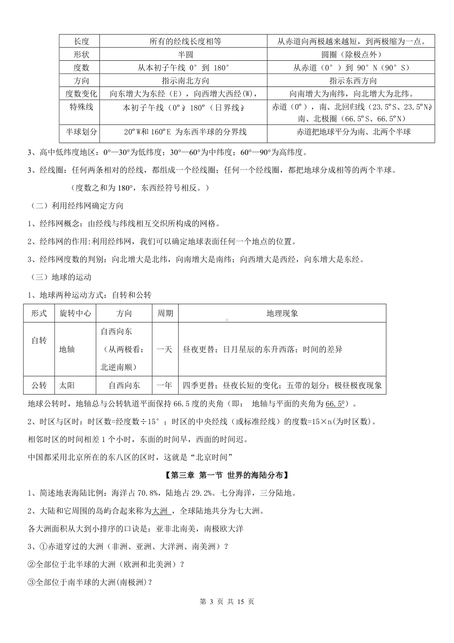 湘教版（2024）七年级上册地理期末知识点考点复习资料.docx_第3页