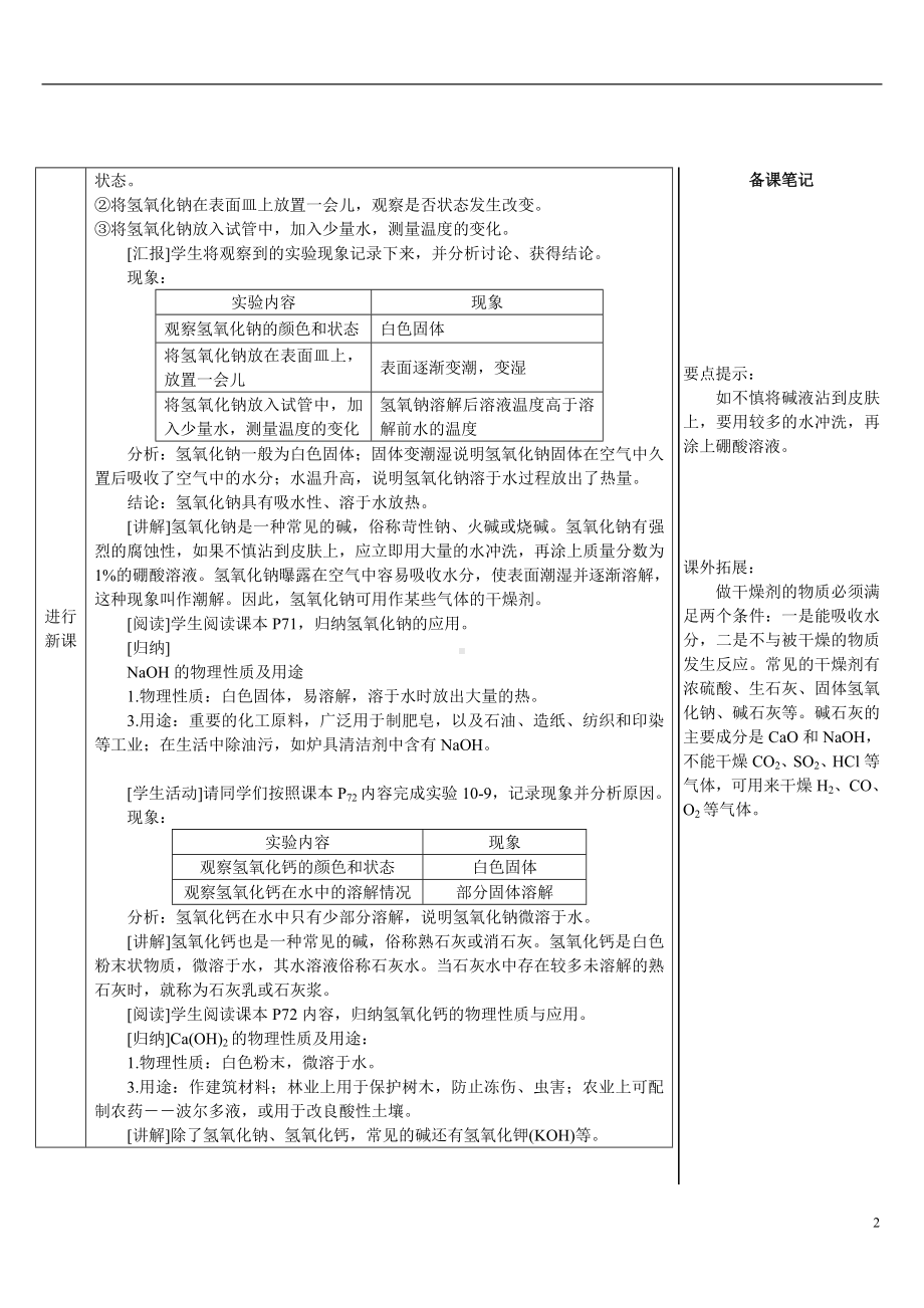 第十单元 常见的酸、碱、盐课题2常见的酸和碱第3课时 常见的碱及其化学性质.doc_第2页