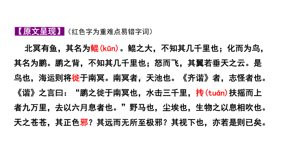 2024成都中考语文备考文言文专题 北冥有鱼“三行对译”（教学课件）.pptx_第2页