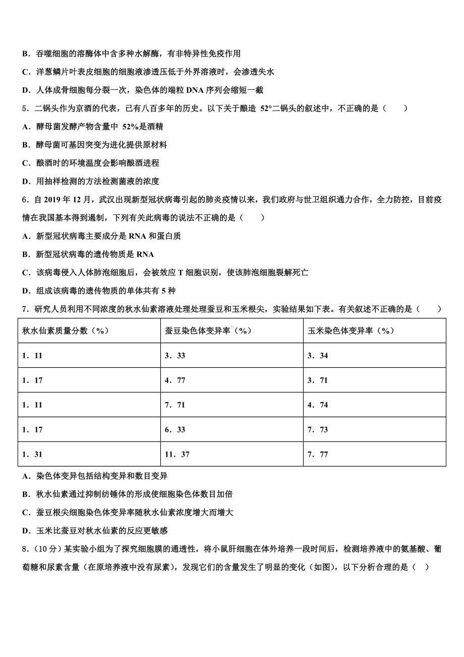 湖南省长沙市开福区第一中学2023届高三第一次模拟考试生物试卷含解析.doc_第2页