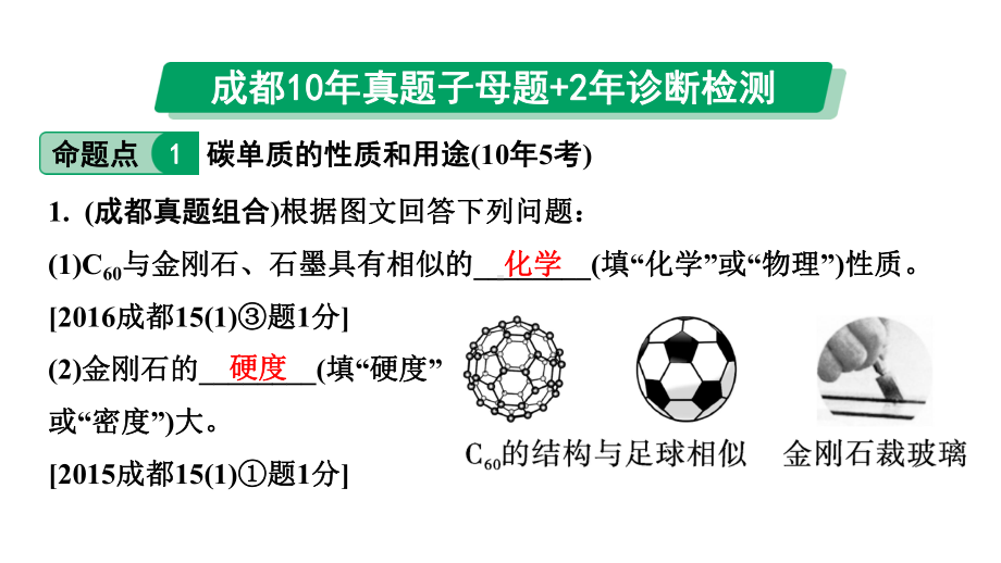 2024中考化学试题研究 第一部分 成都中考考点研究 第六单元 碳和碳的氧化物 (课件).pptx_第2页