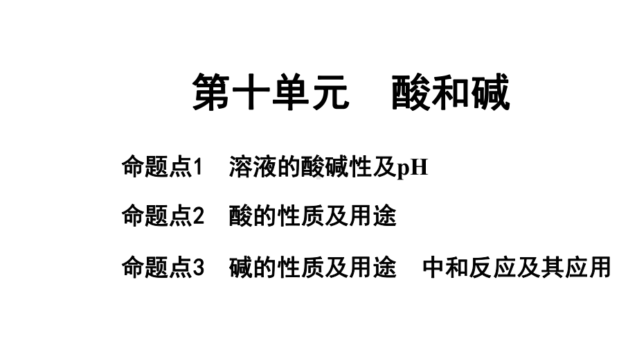 2024长沙中考化学一轮复习 第十单元　酸和碱 （课件）.pptx_第1页