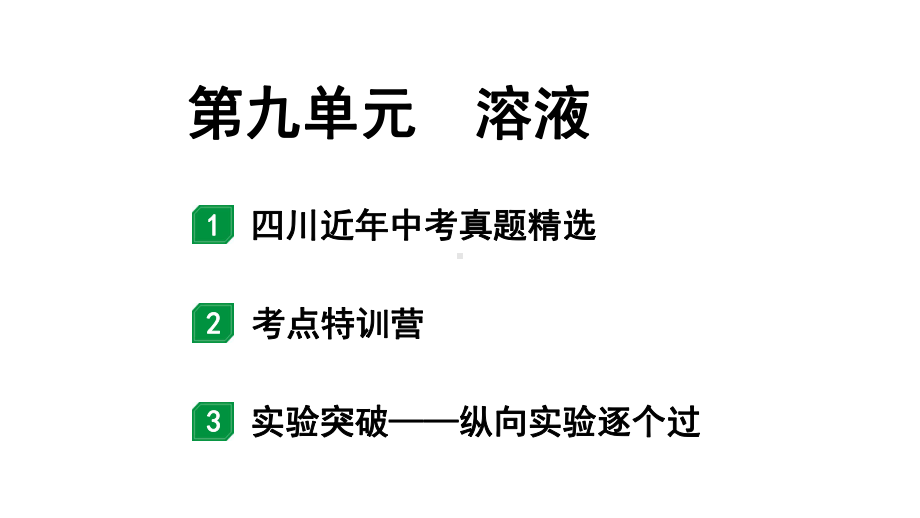 2024四川中考化学一轮复习 第九单元 溶液（课件）.pptx_第1页