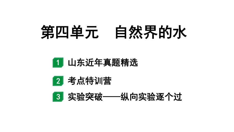 2024山东中考化学一轮复习 中考考点研究 第四单元 自然界的水（课件）.pptx_第1页