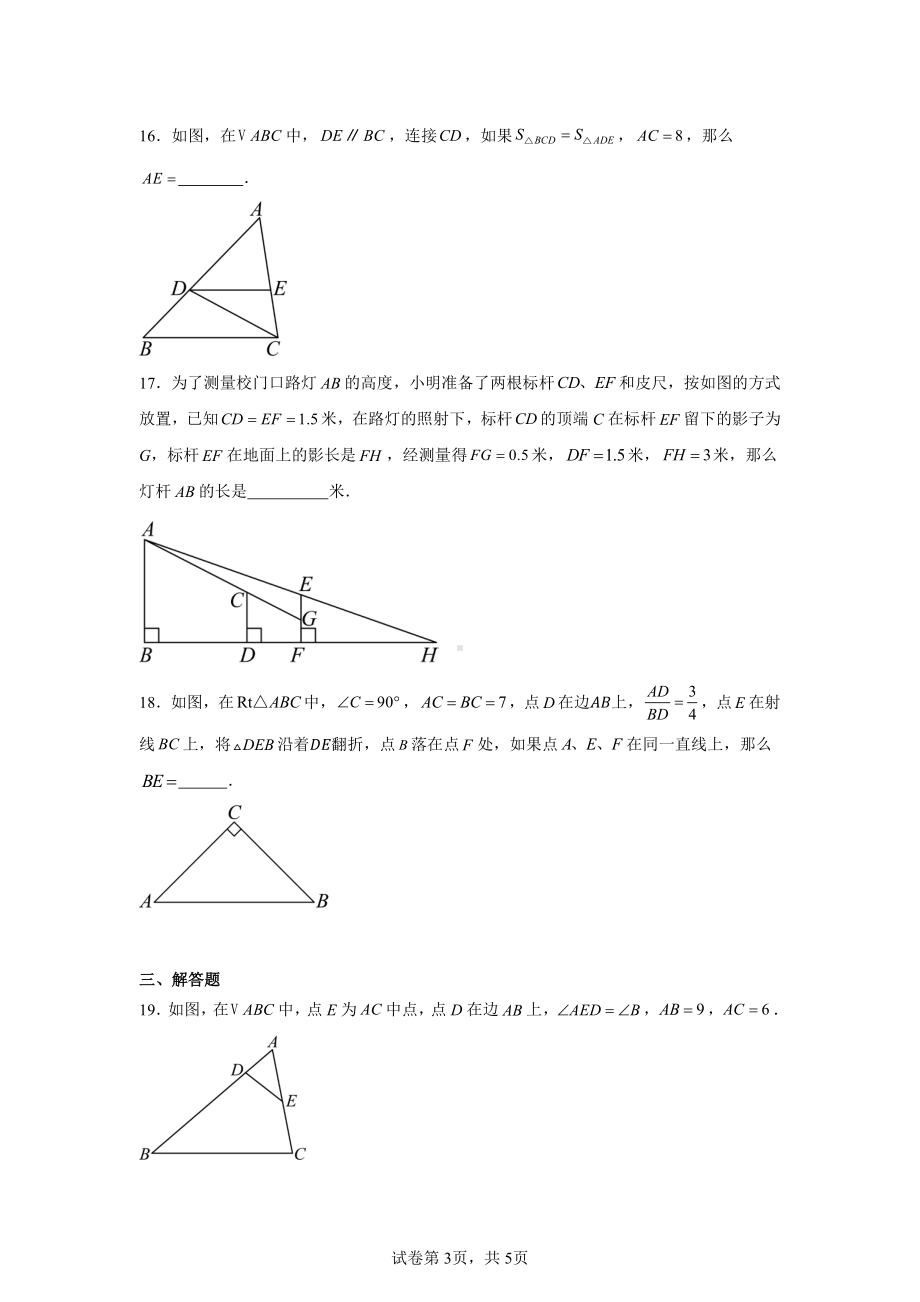 上海市杨浦区2024-2025学年八年级上学期数学期中试卷(五四学制).pdf_第3页