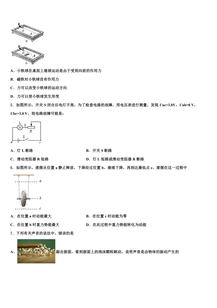 山东省青岛市四区联考2024届中考物理最后一模试卷含解析.doc_第2页