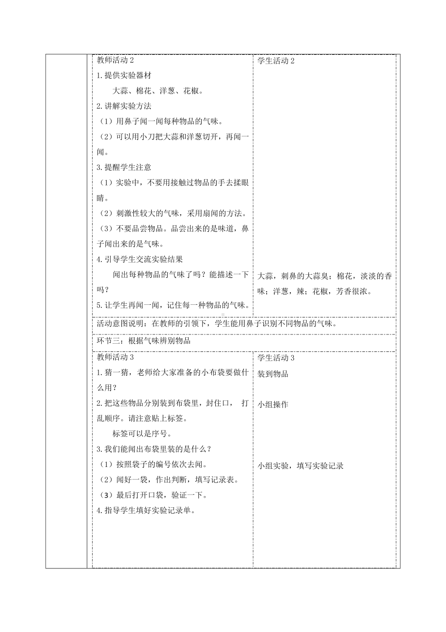 2.4 气味告诉我们 教学设计-2024新教科版一年级上册《科学》.docx_第3页