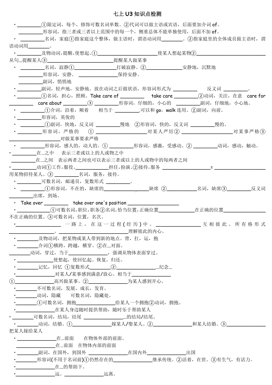 2024新外研版七年级上册《英语》Unit3知识点检测.docx_第1页