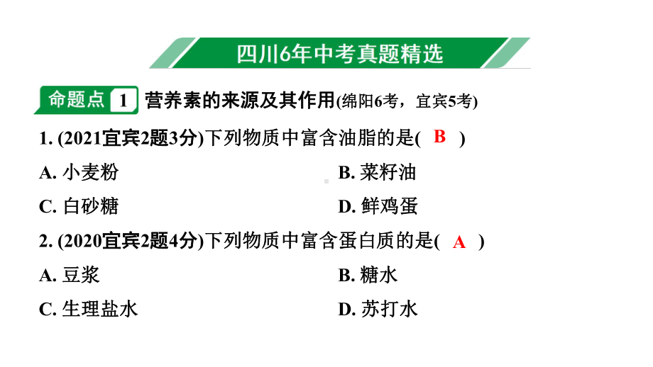 2024四川中考化学一轮复习 第十二单元 化学与生活（课件）.pptx_第2页