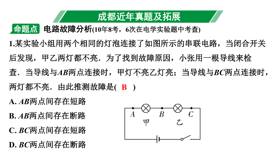 2024成都中考物理二轮专题复习 微专题 电路故障分析 （课件）.pptx_第3页