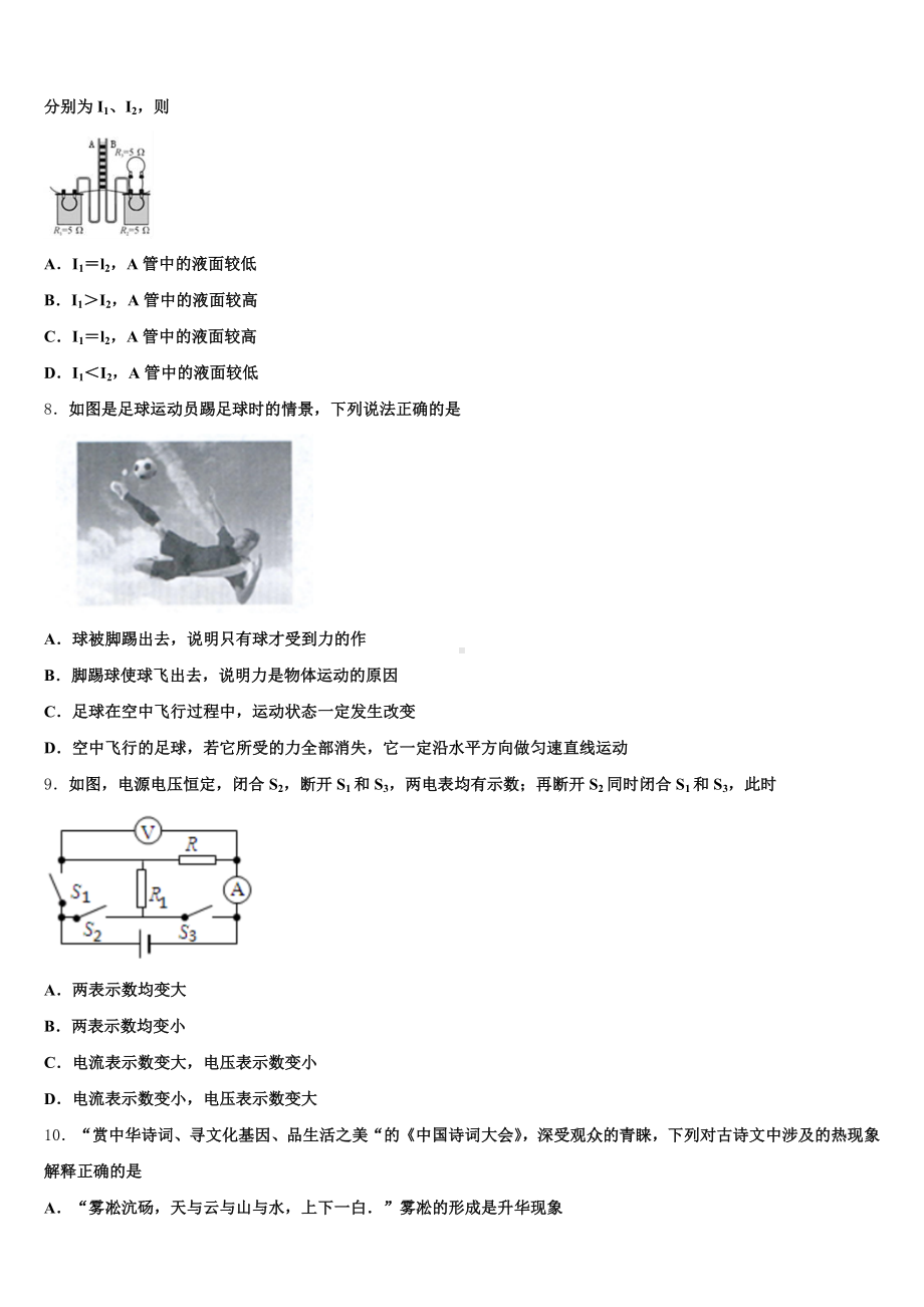 2024-2025学年江苏省姜堰市励才实验校初三下学期总复习质量调查(二)物理试题含解析.doc_第3页