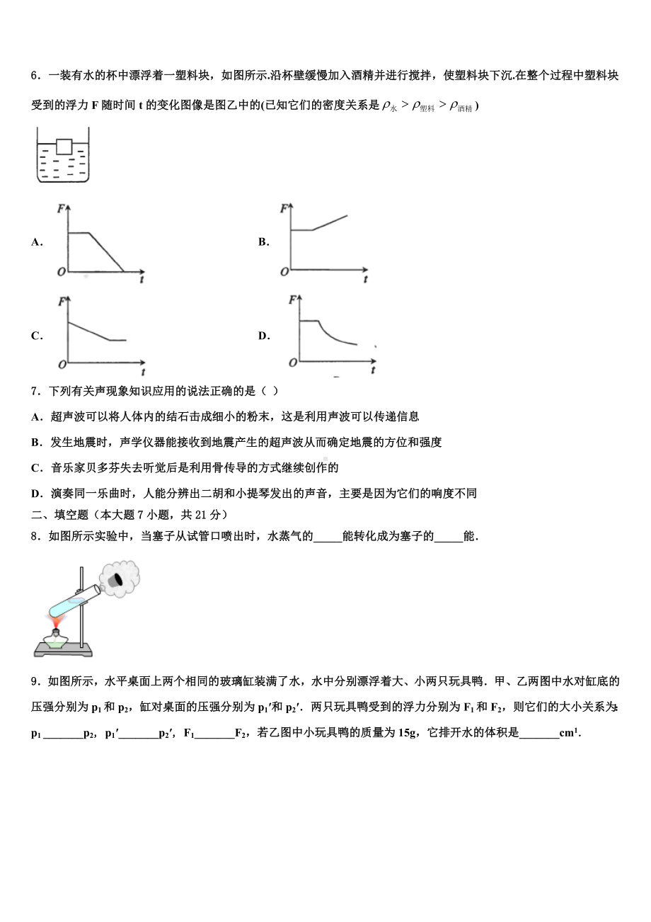 江苏省宿迁市钟吾初级中学2024届中考冲刺卷物理试题含解析.doc_第3页