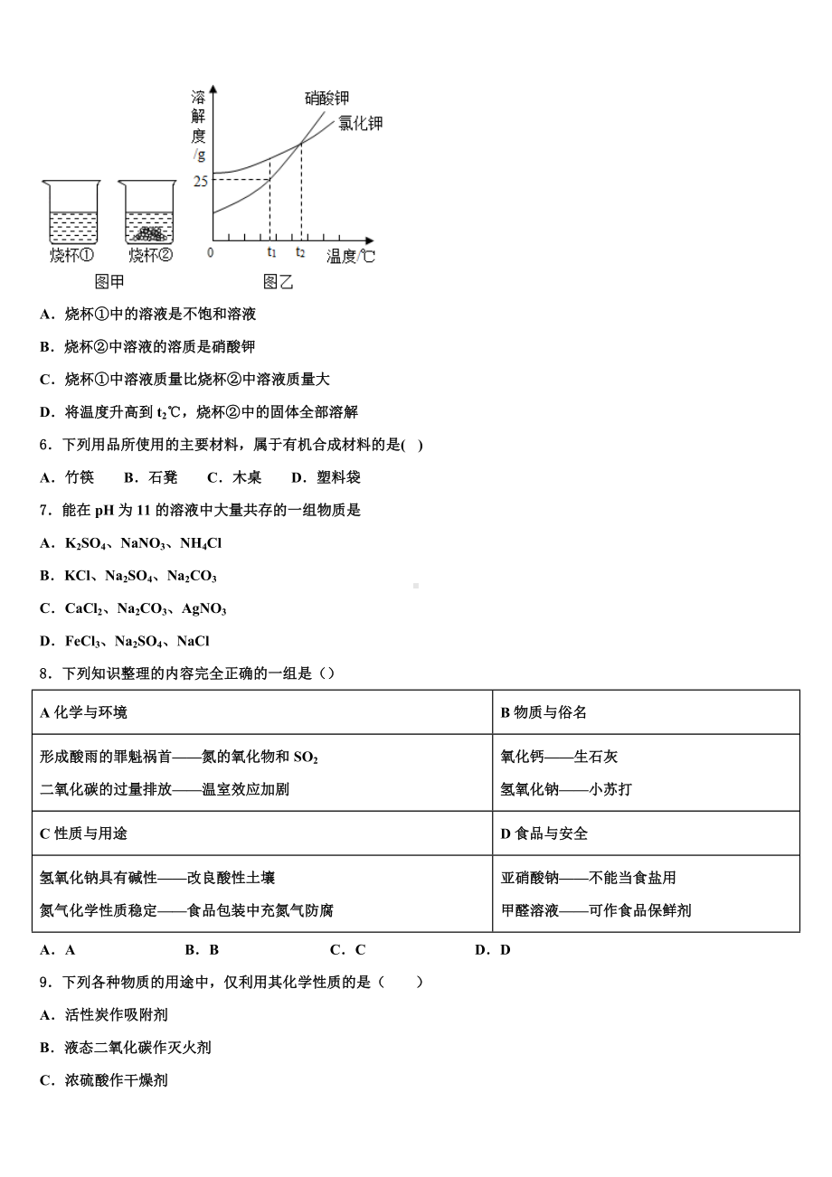 2023届四川省南充市营山县春城北实验学校中考化学猜题卷含解析.doc_第2页